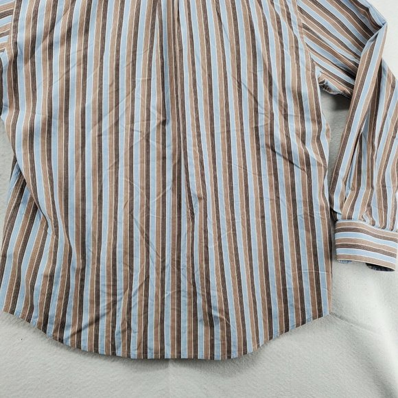 DOCKERS Shirt Men's Long Sleeve Casual Button Up Striped Easy Care Brown Large - Picture 9 of 12